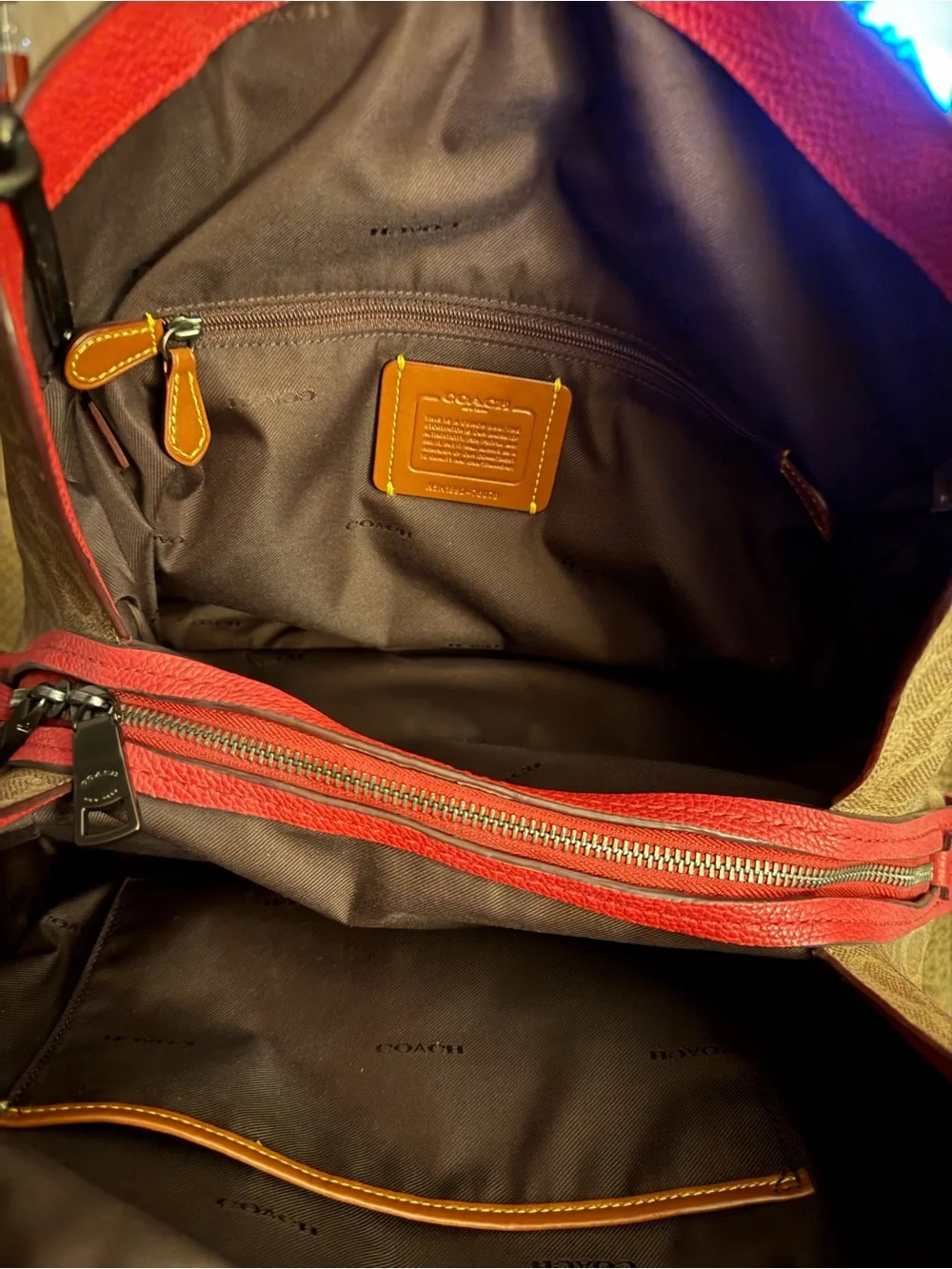 Coach signature/ red leather shoulder bag